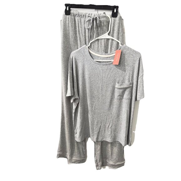 State of Day Modal Pajama Set Womens Large Gray Short Sleeve Lounge Sleepwear - Picture 2 of 5